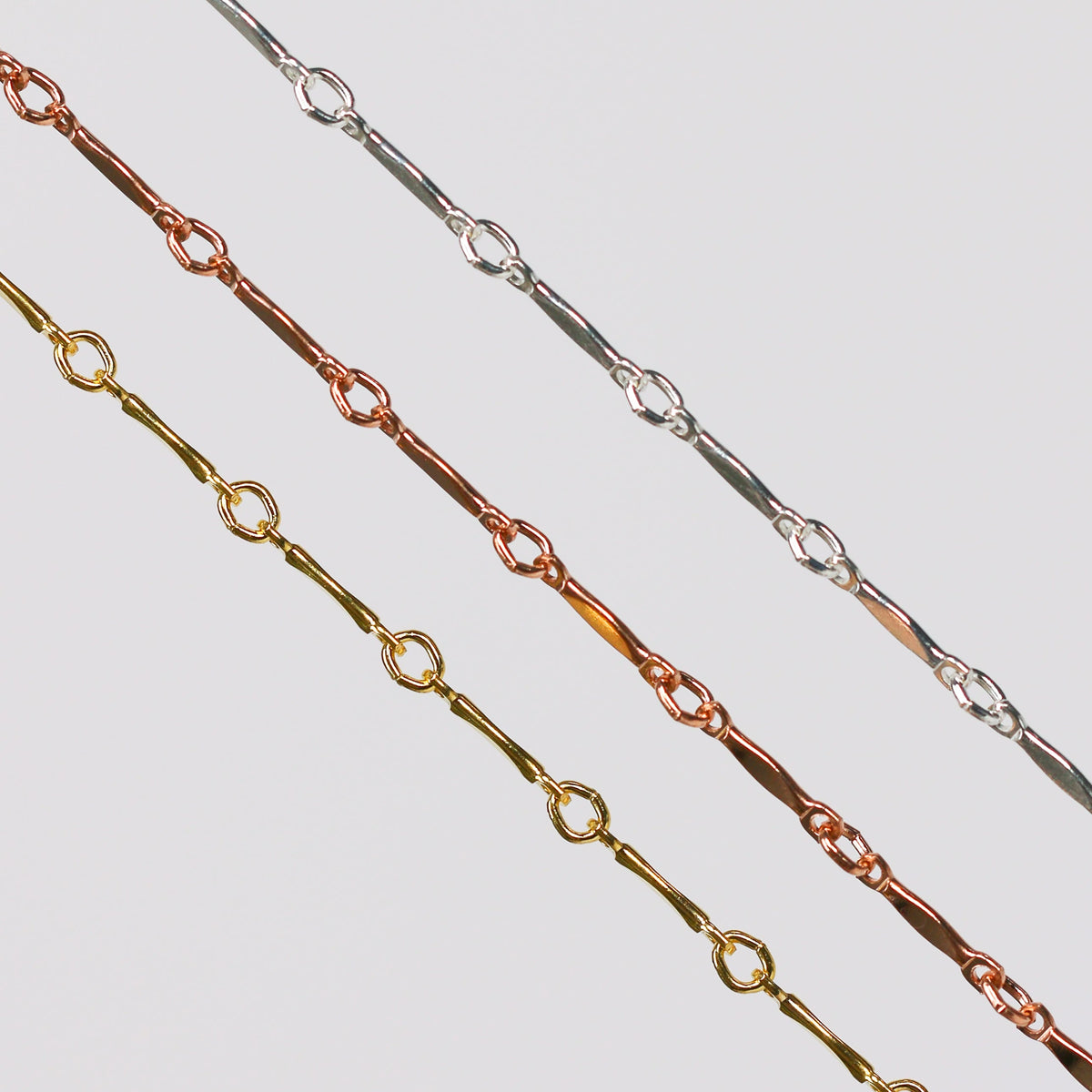 Dapped Brittany Permanent Jewelry Chain, Dapped Bar Design, Bar with Small Li ...
