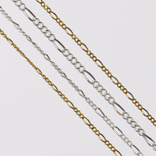 Load image into Gallery viewer, Charlie Permanent Jewelry Chain, Figaro Design, Lie Flat Links, Available in Gold Options and Sterling Silver