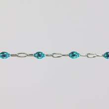 Load image into Gallery viewer, Caterina Permanent Jewelry Chain, Aquamarine Enamel Design, Cable Links, Available in Gold Filled and Sterling Silver