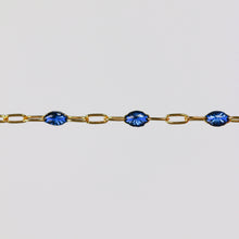 Load image into Gallery viewer, Fabiana Permanent Jewelry Chain, Blue Enamel Design, Cable Links, Available in Gold Filled and Sterling Silver