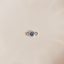 Load image into Gallery viewer, Evil Eye Design Auburn Connectors | 4 Pack | 14K Gold Filled Yellow and .925 Sterling Silver