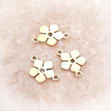 Load image into Gallery viewer, Flower Connector | 14K Gold Filled Yellow | 7.5mm | White Gemstone | 4pk