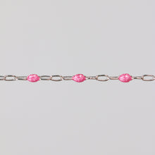 Load image into Gallery viewer, Lavinia Permanent Jewelry Chain, Pink Enamel Design, Cable Links, Available in Gold Filled and Sterling Silver