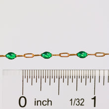 Load image into Gallery viewer, Esmerelda Permanent Jewelry Chain, Emerald Green Enamel Design, Cable Links, Available in Gold Filled and Sterling Silver