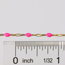 Load image into Gallery viewer, Leonora Permanent Jewelry Chain, Rose Enamel Design, Cable Links, Available in Gold Filled and Sterling Silver