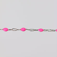 Load image into Gallery viewer, Leonora Permanent Jewelry Chain, Rose Enamel Design, Cable Links, Available in Gold Filled and Sterling Silver