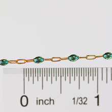 Load image into Gallery viewer, Caterina Permanent Jewelry Chain, Aquamarine Enamel Design, Cable Links, Available in Gold Filled and Sterling Silver