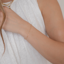 Load image into Gallery viewer, Viviana Permanent Jewelry Chain, White Opal Enamel Design, Cable Links, Available in Gold Filled and Sterling Silver